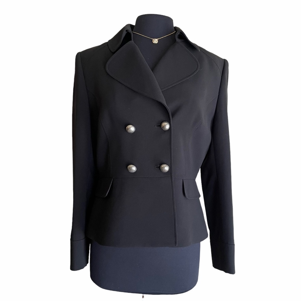 TAHARI ASL Black Double Breasted Blazer with Faux Pockets